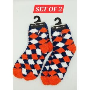 Virgina Cavaliers Set of 2 Pairs Diamond Pattern Fuzzy Socks Size OSFM